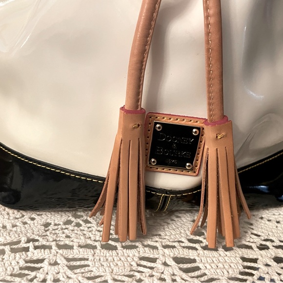 Dooney & Bourke patent leather two tone drawstring bag - Picture 5 of 16